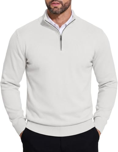 COOFANDY Mens Quarter Zip Jumper Knitted Jumper Turtleneck Jumpers Long Sleeve Winter Jumpers Warm Mock Neck Pullover