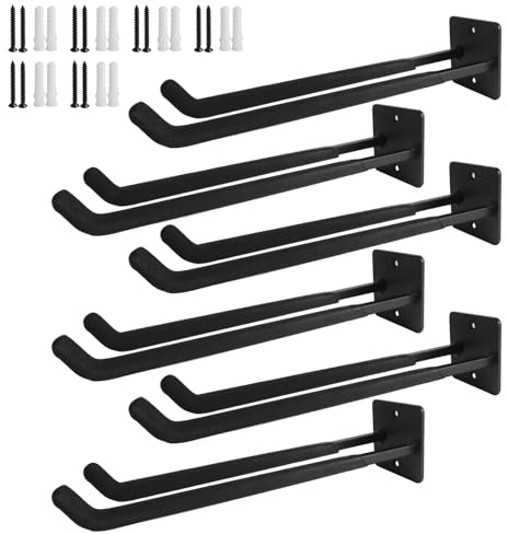 Storystore Garagenhaken, 6 Stück Länge 31.5cm Reifenhalter Wandhalterung, Schwerer Werkzeug Autoreifen Wandhalterung für Autoreifen, Fahrräder, Leiter, Gartengeräte, Platzsparend Belastung: 80 kg