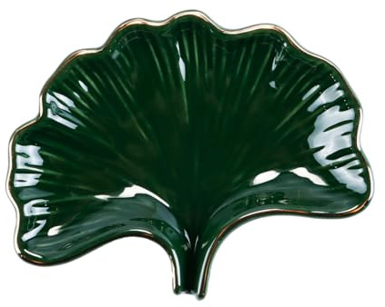 Durlo Porte-savon en céramique verte avec égouttoir – Forme de feuille de ginkgo pour salle de bain, douche et cuisine