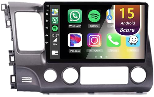 Eouyt Android Radio Coche para Honda Civic 2006-2011 con Carplay Android Auto, Radio Táctil de 10.1 Pulgadas con WiFi Bluetooth(LHD,4Core(1+32GB))