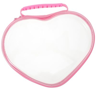 LOORGVEL Reisetasche mit Reißverschluss Transparente Herzförmige Kosmetiktasche wasserdichte Hartschalen Make-up-Organizer für Reisen Aufbewahrungstasche mit Reißverschluss