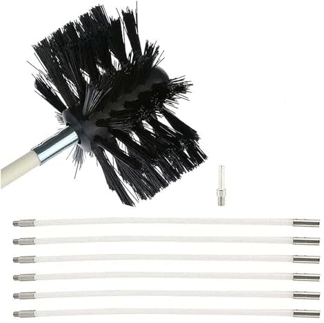 Schornstein-Reinigungsbürsten-Set, Flexibles Kanal-Entlüftungs-Reinigungsset, Nylon-Schornsteinfeger-Bürsten-Set, Inklusive 6/9/12/15/18 Flexiblen Stäben Schornsteinreinigungsset(6 Rods,410mm)