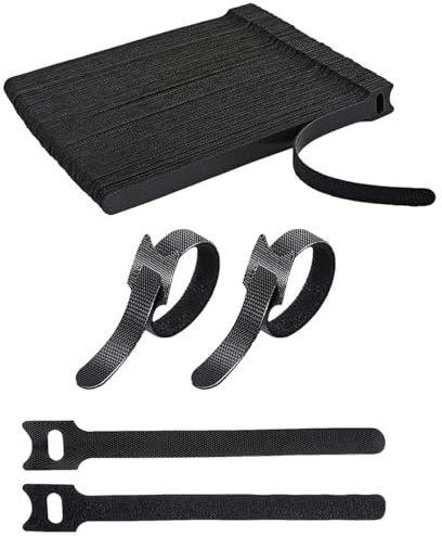 100 Pack Reusable Hook and Loop Cable Ties 150mm Black