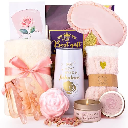 Doublewhale Birthday Hamper Gifts for Women,10 Pcs Care Package for Women | Gift Set Includes Bath Ball,Scented Candle,Massage Tool Perfect for Relaxation,Ideal Gift for Women,Best Friends and Sisters