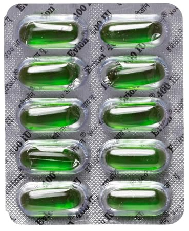 100 Ev-ion Capsules Vitamin E Caplsules 400mg for Face, Hair Growth, Nails, Glowing Skin Set for External Use