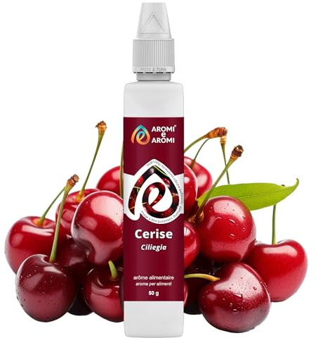AROMI E AROMI | Arôme Cerise 50g - Arôme alimentaire en gouttes pour Desserts Cuits au Four, Gâteaux, Biscuits, Glaces | Produit végétalien et zéro calories