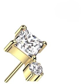 Bungsa Goldfarbender Nasenstecker-Piercing mit klaren Kristallen aus Titan für Damen