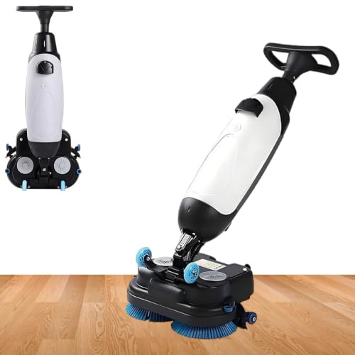 Lavapavimenti uomo a terra, percorso di pulizia da 17,potenza spazzola 2x200W e doppi serbatoi da 4,5l+7,5l,65-73 db,copertura 13.000 piedi quadrati/ora,for pavimenti in legno e piastrelle(White)