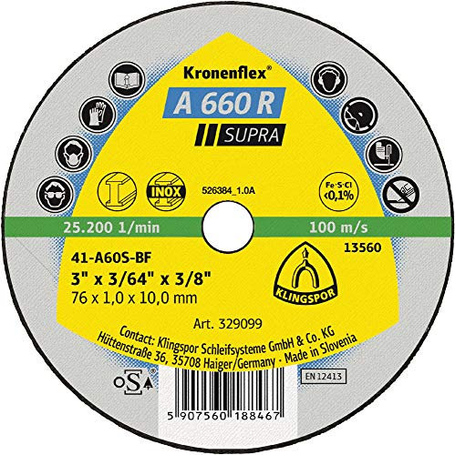 Klingspor KLI-329103 25 Stück Trennscheiben klein gerade 100 x 1 x 10 mm A 660 R
