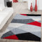 T&T Design Moderner Hochflor Teppich Shaggy Vigo Gemustert in Schwarz Grau Weiß Rot Top Preis!!, Größe:70x140 cm