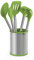 BRA Prior Conjunto de 5 Utensilios de Cocina y carrusel Compuesto Aptos para el Contacto con los Alimentos, Acero Inoxidable 18/10 y Silicona, Verde, 14.5x15x37.5 cm