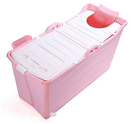 WENJUN Tina De Baño Plegable para Adultos para Azul, Bañera De La Piscina del Bebé, Tina Plegable del Hogar, Bañera Plegable para Adulto con Funda Rosa. (Color : Pink with Lid)