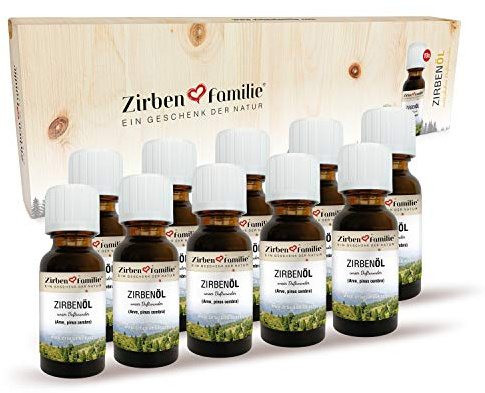 ZirbenFamilie® ZirbenÖl 10 × 20 ml • hergestellt & abgefüllt in Tirol | Naturbelassenes ätherisches ZirbenÖl aus Wildwuchs • Wasserdampfdestillat