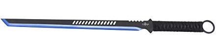 THIRD Machete Stangenschneider H0068BL Schwarze Edelstahlklinge mit blau eloxiertem Schnitt 50 cm mit geflochtenem Seilgriff, mit NylonScheide