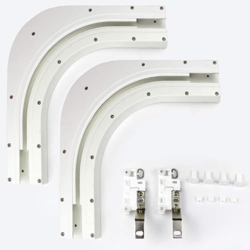 Quoya Smart Gardinenschienen 90 Grad Biege-Set (kompatibel mit QL500, nicht mit AT5810 und QL600) - Metall Kunststoff - Satiniertes Nickel - Satin