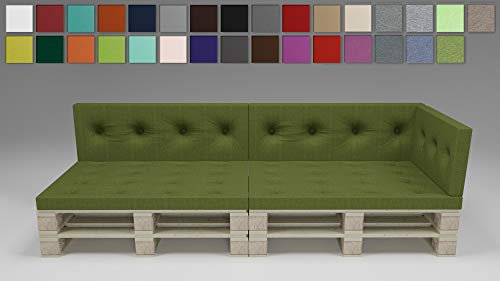 Rollmayer Palettenkissen mit Steppung Auflage für Europaletten Indoor und Outdoor Palettenpolster Kollektion Melange (Grün 333, 5er Set)