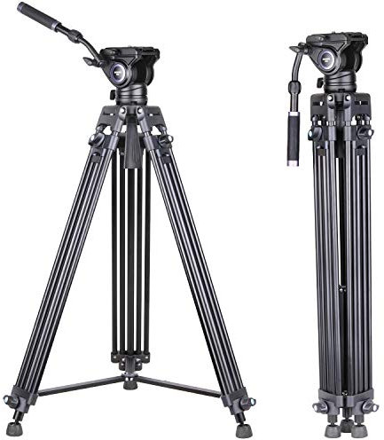INNOREL VT80 Video Tripod System Tripod & Fluid Video Head Kit 188cm Professional Heavy Duty Aluminum Twin Tube Tripod with F80 Fluid Head Mid-Level Spreader Max Load 12KG DSLR Camcorder(VT80+F80)