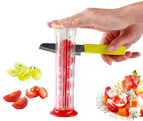 HONEY BEAN Trancheuse à fraises, trancheuse à raisin, petite tomate, cerise et cerise, distributeur de salade de fruits, pizza et fruits, coupe-raisin, convient à tous les types de petits fruits