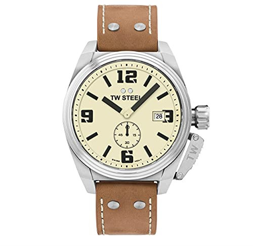 TW Steel Damen Analog Schweizer Quarzwerk Uhr mit Leder Armband TW1000