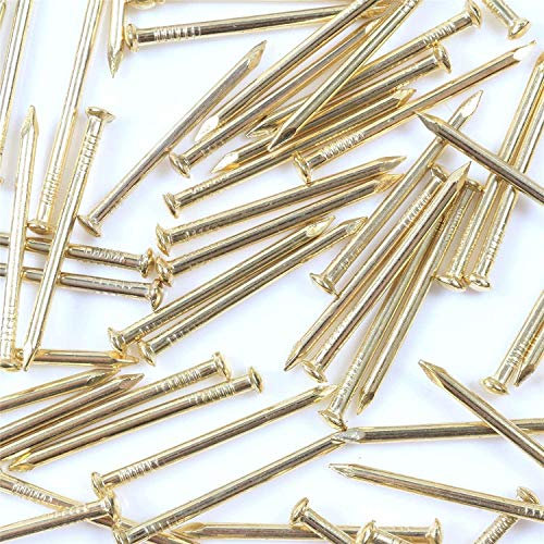 SISI UK® 100x Brass Wall Pins 25mm Panel Wire Hanging Photos/Art/Picture Frames Gold Nail for Wall, Wood, Craft & Home Use