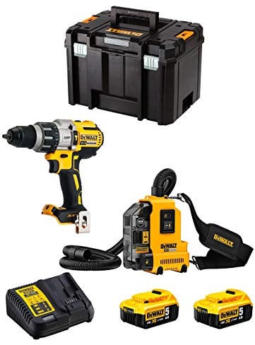 DeWALT Kit DWK225 (Taladro Percutor DCD996 + Aspirador DWH161 + 2 Baterías de 5,0 Ah + Cargador + TSTAK VI)