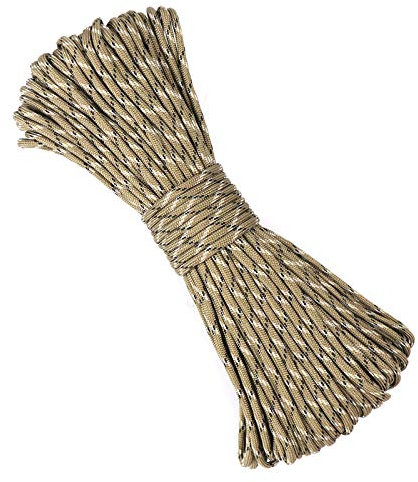 PSKOOK 100 FT (31 Meters) Paracord 7 Strand 4mm Assorted Colors of Tactical Parachute Rope for Outdoor Camping (Desert Camo)