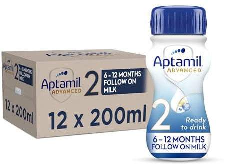 Aptamil Advanced 2 Follow On Baby Milk Ready to Use Liquid Formula, 6-12 Months, 200 ml (Pack of 12)