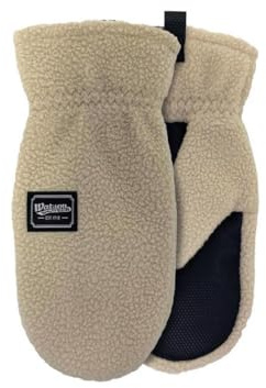 Watson Gloves Lady Baa Baa Cozy Winter Mitt - Sustainable Fuzzy Fleece Sherpa Shell, Warm Eco-Lining, Touchscreen, Snug-Fit, Beige, Medium