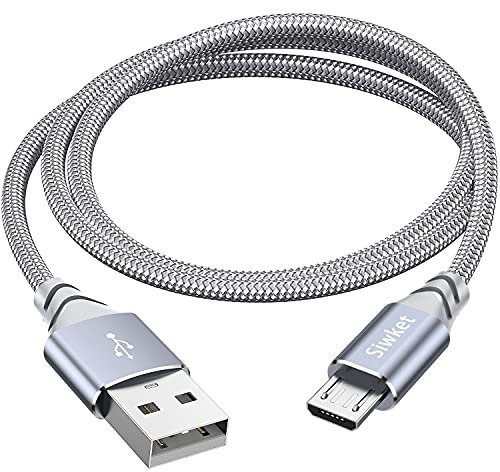 Siwket Micro USB Cable 5M, USB A to Micro Charging Cable Braided Charger Cord Compatible for Samsung Galaxy J7,S7,S6,PS4 Controller,Kindle Fire Grey