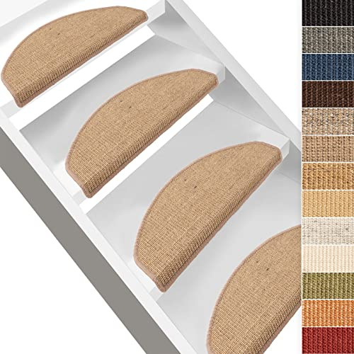 Floordirekt 1 x Teppich Stufenmatten Treppenstufen - 100% Sisal - wohnlichen Farben - rutschsicher für Mensch und Tier (Maße ca. 64 x 23,5 cm) (Pola)