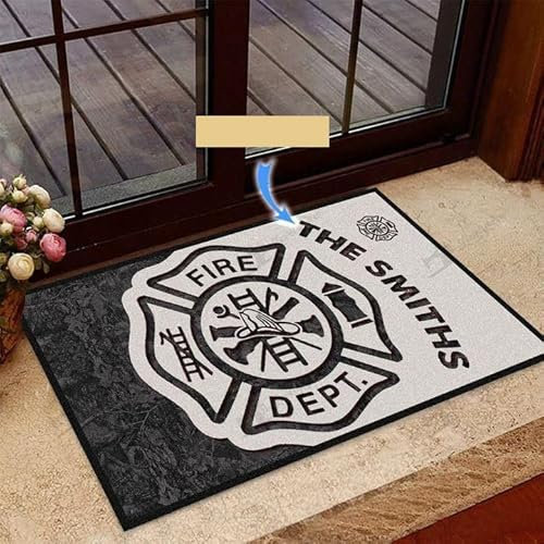 N/A Fußmatte innen fussmatte außenSchwarzweiss-Feuerwehrmann-Feuerwehr-Fußmatte-Wohnkultur Name deko Wohnzimmer