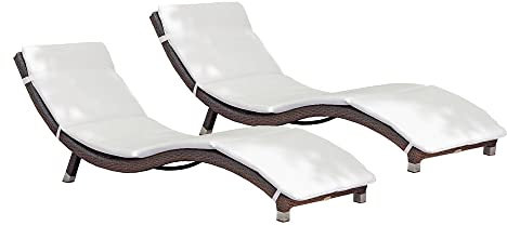 Lomadox Sonnenliegen Gartenliege Liege in Coffee inkl. Auflagen in beige