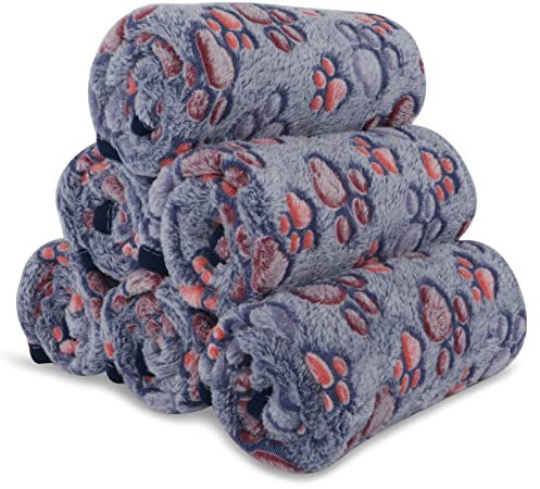 BVAGSS 6 Stück Kleine Flauschige Hundedecke, Weich mit Fleece Flanell Haustier Decken für Kleine Mittlere Hunde Katzen Warmer und bequemer Schlaf XH075 (60 x 40 cm, Blau)