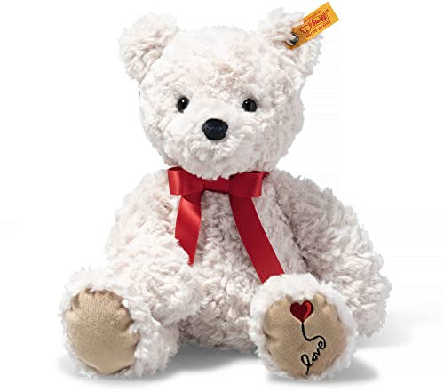 Steiff Kuscheltier Jimmy Teddybär Love, Süßes Stofftier mit Kunststoffaugen, Kinder, Jungen & Mädchen, Friends, Plüschtier 30 cm, Weiß, 113833