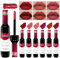 Prreal Lot de 6 rouges à lèvres mats et imperméables - 7 couleurs veloutées - Bouteille de vin liquide veloutée - Kit de maquillage anti-adhésif pour filles et femmes