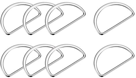 sourcing map 8 Stück Metall D Ringe Schnalle 50mm(1.97) 2mm Dicke Geschweißte D-Ringe Schnalle für Gurtband Nähen Kleidung Bänder Taschen Gürtel DIY Zubehör Silber Ton
