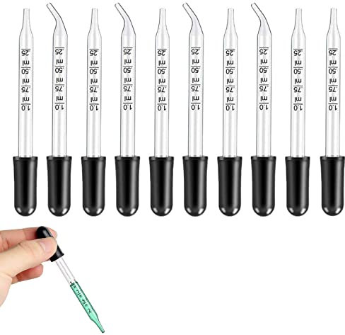 BAOSROY Pipetas Cuentagotas,10PCS Pipetas de Cristal,Pipetas de Vidrio Graduado,Vidrio Pipeta,Pipeta de Vidrio de Líquido,1ml Cuentagotas de Pipeta Graduado,Pipetas Cuentagotas Cristal