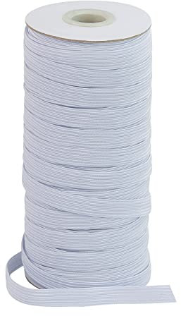 BOKFJBP 8mm Élastique，50 mètres Élastique à Coudre pour la Couture et Le ménage DIY Artisanat Tissus à Coudre Élastique Blanc