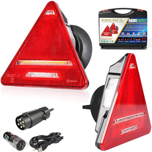 AGRISHOP Magnetisch Kabellos LED Rückleuchten Anhänger Set12/24v Kabel Frei LED Rückleuchten Anhänger Dynamisch Wireless Anhängerrücklicht Leuchten,Rücklichter Anhänge PKW Wohnwagen Wasserdicht E-Mark