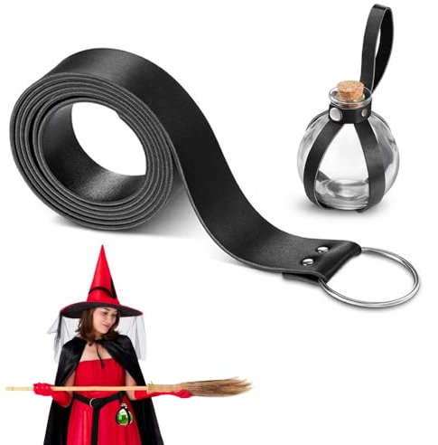 Jiahuade Mittelalter GüRtel,Mittelalter Gürtel Zaubertrank,Ledergürtel Ritter,Mittelalter Gürteltasche,Halloween Nekromanten Anzug,mit 250ml Zaubertrank FläSchchen