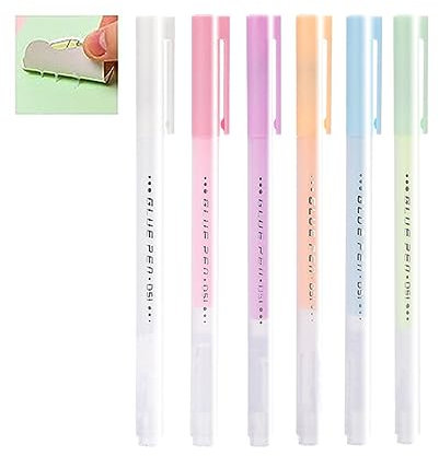 6stück Scrapbook Schnell Trocknender Kleber Stift, Klebestift Punkte Stick Schnell Trocknend, Feine Spitze Klebestift, Papercrafts Handmade Schreibwaren Kunstprojekte Klebestifte