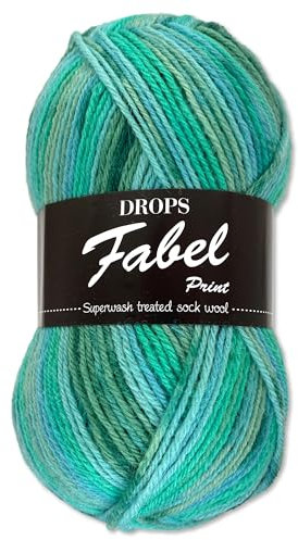 Frida's Wollhaus Drops 50 g Fabel Sockenwolle Schurwolle superwash Garn Stricken Häkeln 45 Farben (340 | Blue Lagoon)