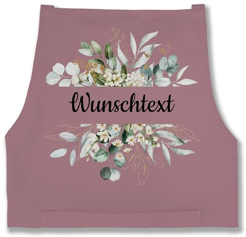 Schürze - Aufdruck selbst gestalten - Wunschtext Text I eigener Text - 85x69 - Rosa - kochschürze bedrucken lassen personalisierte blumen schürzen kochschuerze maenner 4 zeilen flowers