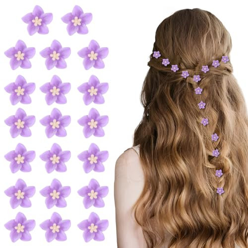Dalababa 20 Pcs Mini Flower Hair Clips, Tiny Cute Claw Clips, Lily Flower Small Hair Accessories for Women Girls Party Wedding Daily - Purple