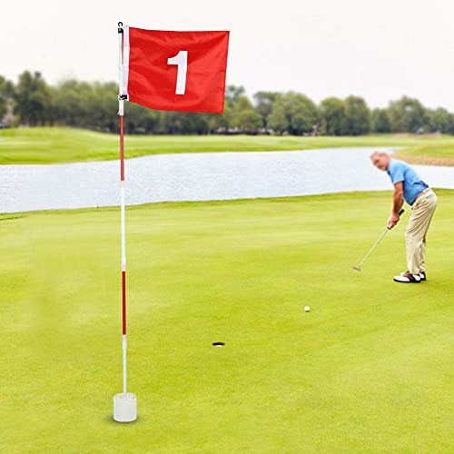 Cocoarm Practice Flags, 5 Sections, Portable, Adjustable Height, Red Nylon Flag, Easy to Install and Clean, 185cm/72.8in Total Height