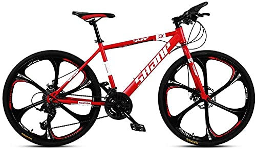 QUNINE 26 Zoll Mountainbike Herren Doppelscheibenbremse Hardtail Mountainbike Fahrrad Verstellbarer Sitz Rahmen aus Kohlenstoffstahl (Schwarz 3 Speichen 30 Geschwindigkeit)