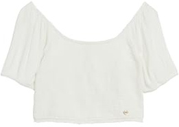 Superdry Damen Gesmoktes Oberteil aus Webstoff Wollweiß 38