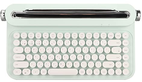 VintageTastatur, Kompaktes Retro Design mit5.0, 86 Tasten, Vertieftes Design, Breite Kompatibilität, für Tablet/Smartphone/PC, Rote Esc Ersatz Tastenkappe (Minzgrün)