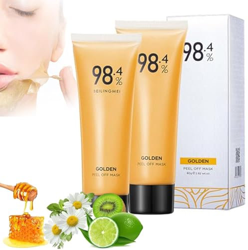 Maschera Gold Foil Peel Off in lamine d'oro, maschera dorata, 24 K, maschera per il viso Gold Peel Off Mask, Herbal Spots Peel-Off Face Mask 80 g, maschera dorata da rimuovere (2 pezzi)