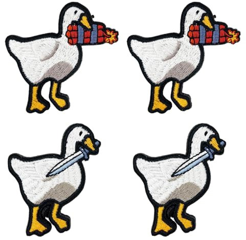 4 StüCke Klett Patches Patch Klett Lustig Patches Klett MilitäR GäNse Zauberaufkleber Mit Messer BekleidungszubehöR Mit Klettverschluss FüR Jungen, MäDchen, Jacken, Jeans, RucksäCke